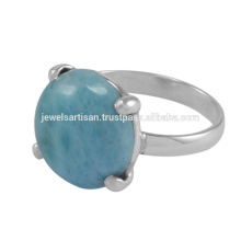 Beautiful Larimar Gemstone 925 Sterling Silver Ring Jewelry